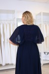 Вечернее платье макси  с кружевными вставками (Темно-синее)  - фото 