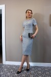Платье из твида (шанель)  серебристое - фото 