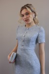 Платье из твида (шанель)  серебристое - фото 