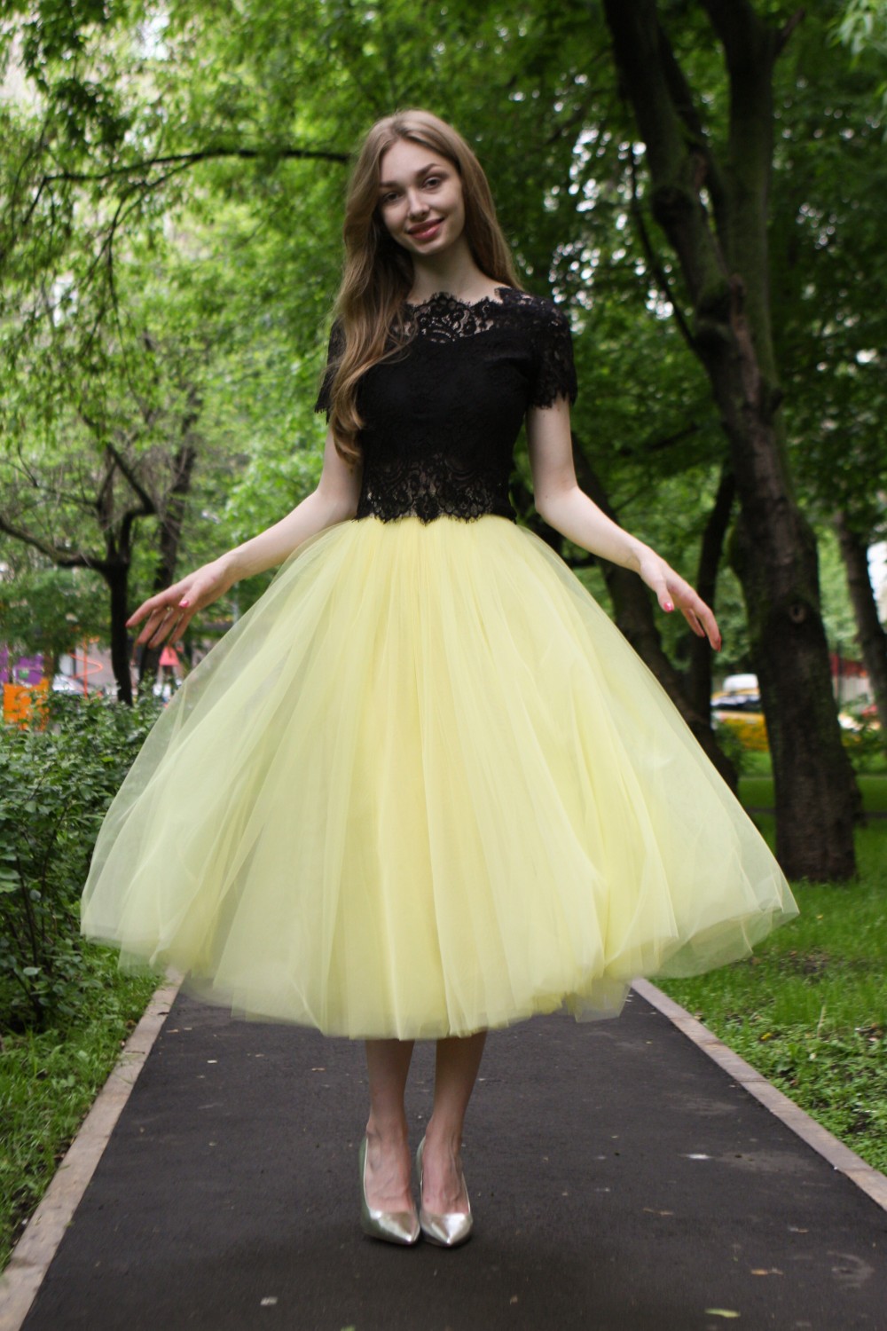 Пышная юбка-солнце из фатина (60 цветов)   Лимонный - фото