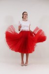 Пышная ярусная юбка из фатина (Красная)      - фото 