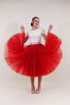 Пышная ярусная юбка из фатина (Красная)      - фото 