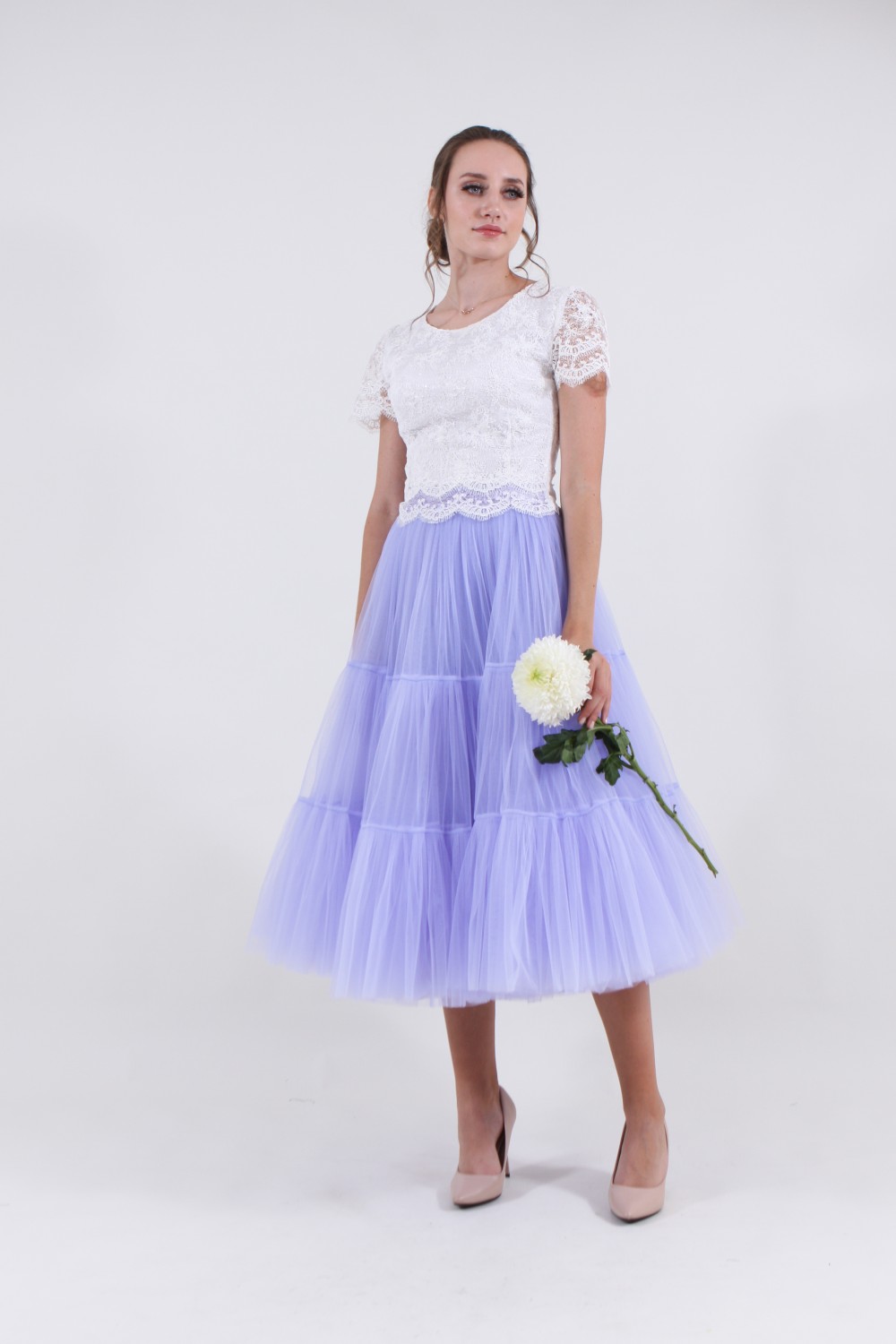 Пышная ярусная юбка из фатина (60 цветов) Лавандовая - фото