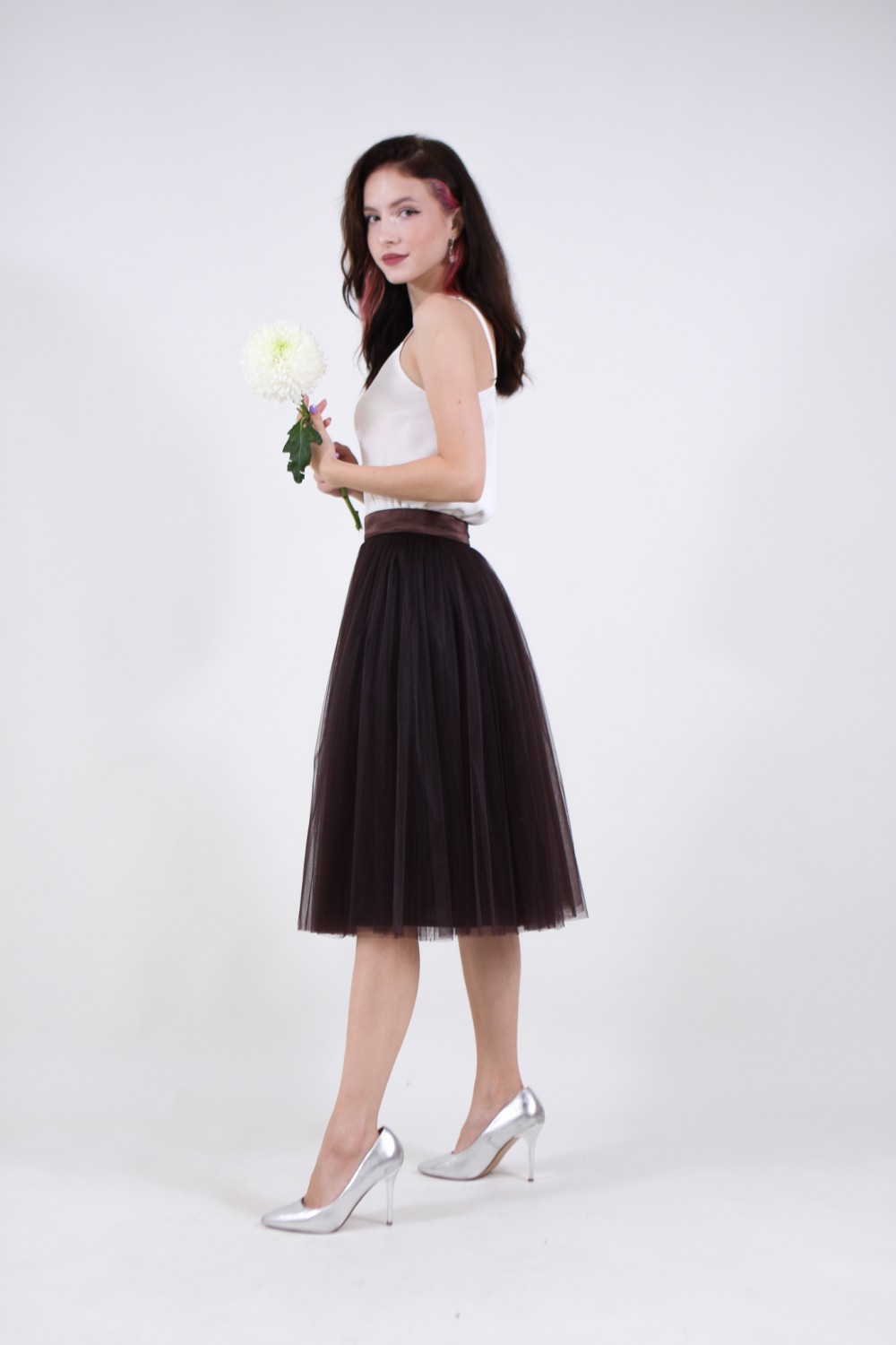 Пышная юбка из фатина (60 цветов) Горький шоколад - фото