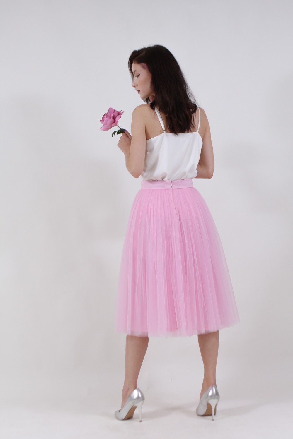 Пышная юбка из фатина (60 цветов)  розовая - фото
