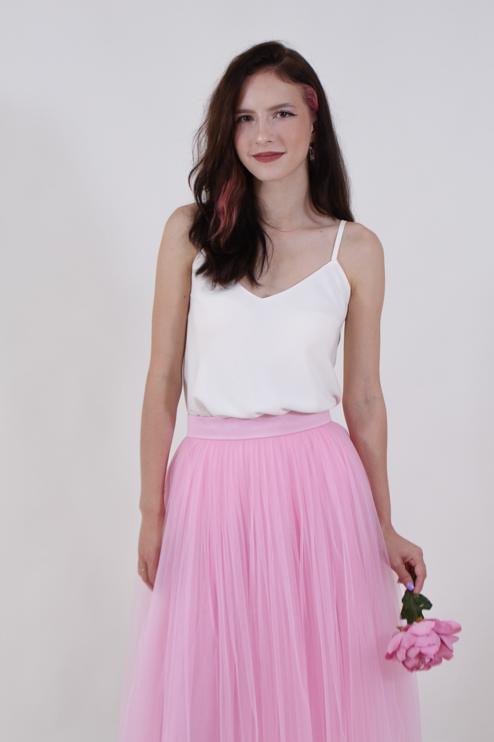 Пышная юбка из фатина (60 цветов)  розовая - фото