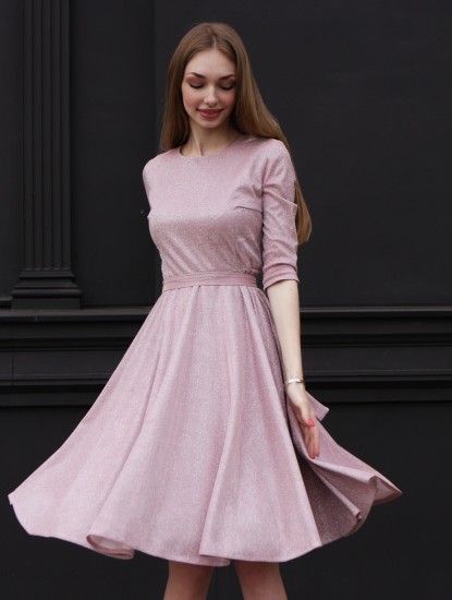 Мерцающее платье-миди (Жемчужно-розовый)