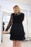 Платье-мини с бахромой на юбке в стиле Гэтсби (Черный)  - фото 