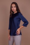 Шелковая блузка на подкладке черно-синяя - фото 