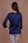 Шелковая блузка на подкладке черно-синяя - фото 